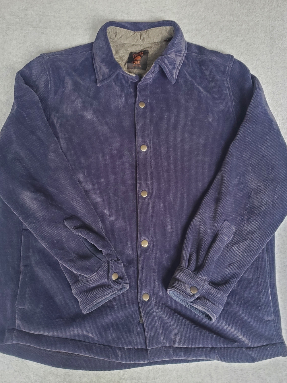 Corduroy Button-Front Jacket in Deep Blue by Oak